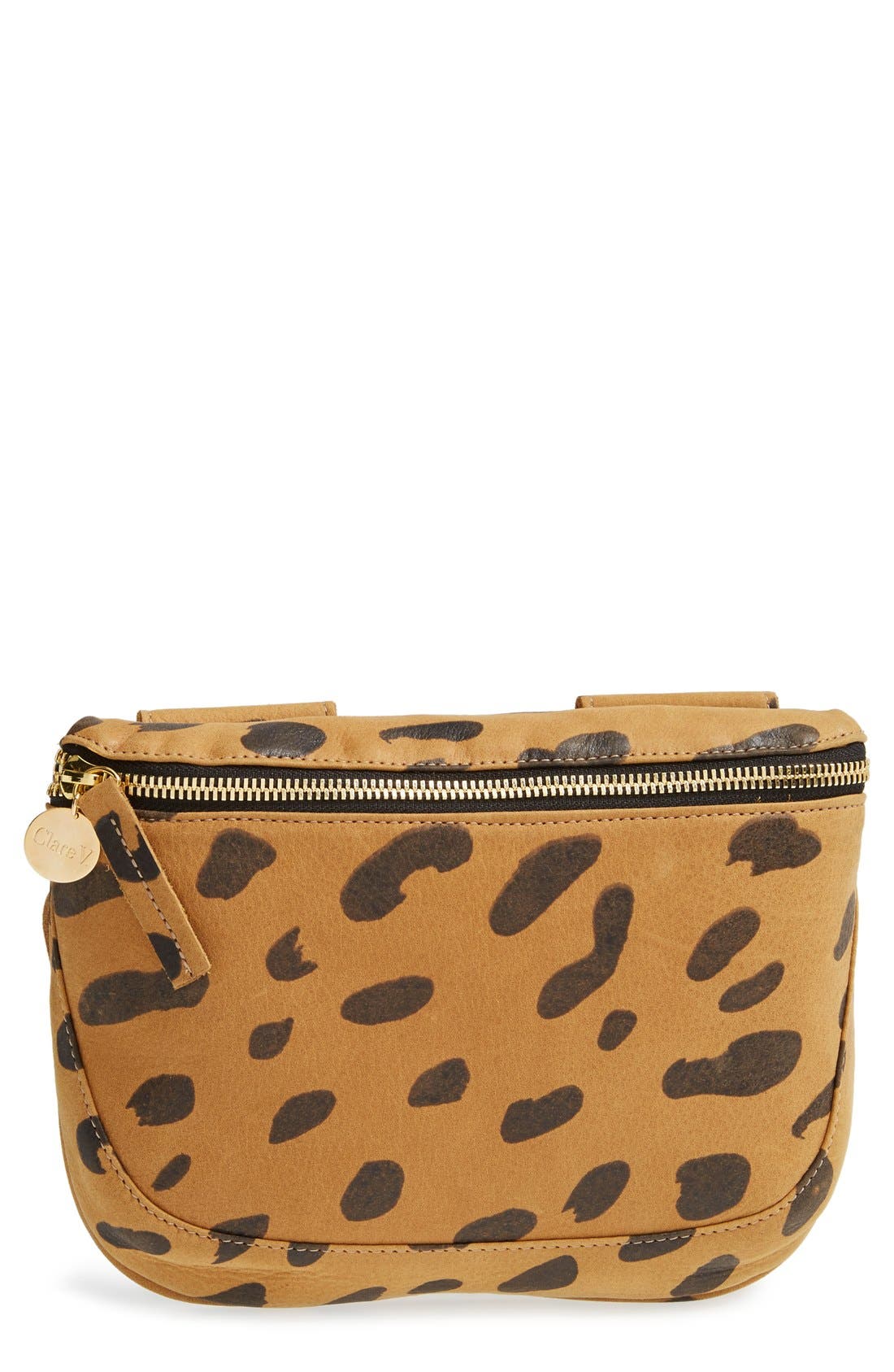 Clare V. 'Fanny Pack' Jaguar Print Leather Belt Bag, Main, color, 
