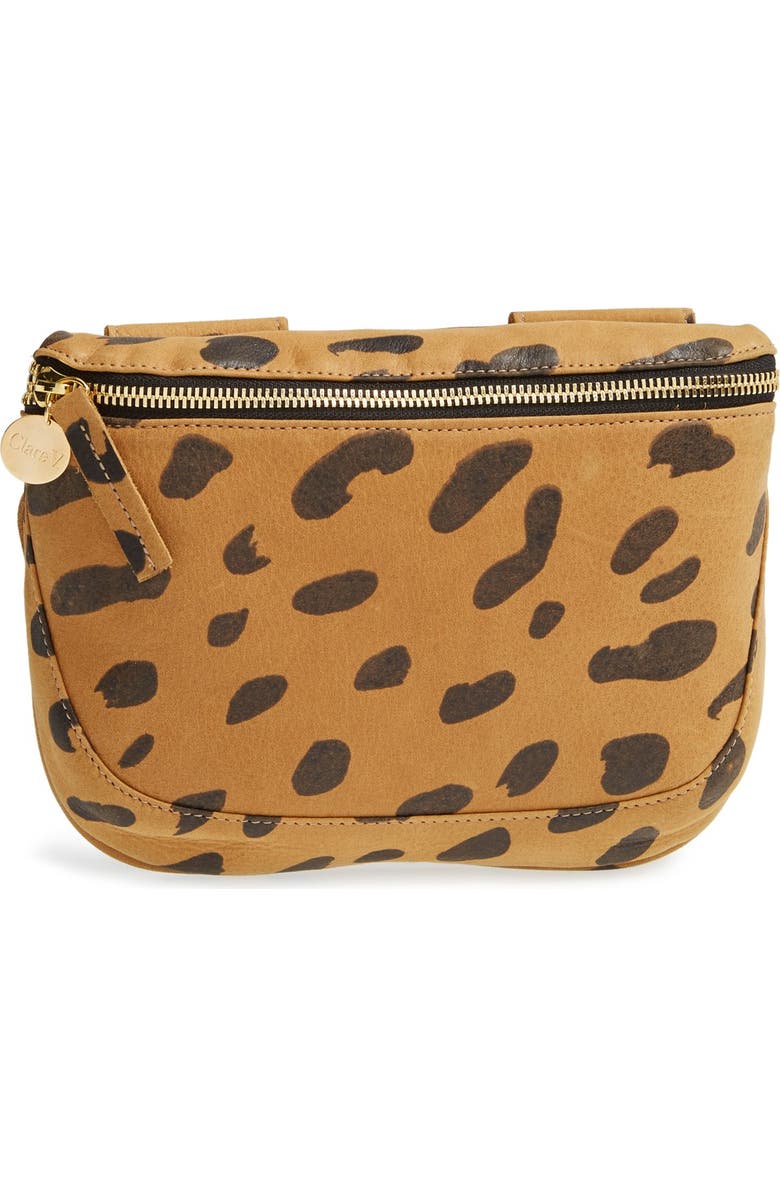 Clare V. 'Fanny Pack' Jaguar Print Leather Belt Bag, Main, color,