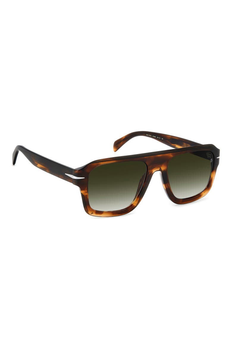 54mm Gradient Rectangular Sunglasses, Alternate, color, BROWN HORN/ GREEN SHADED