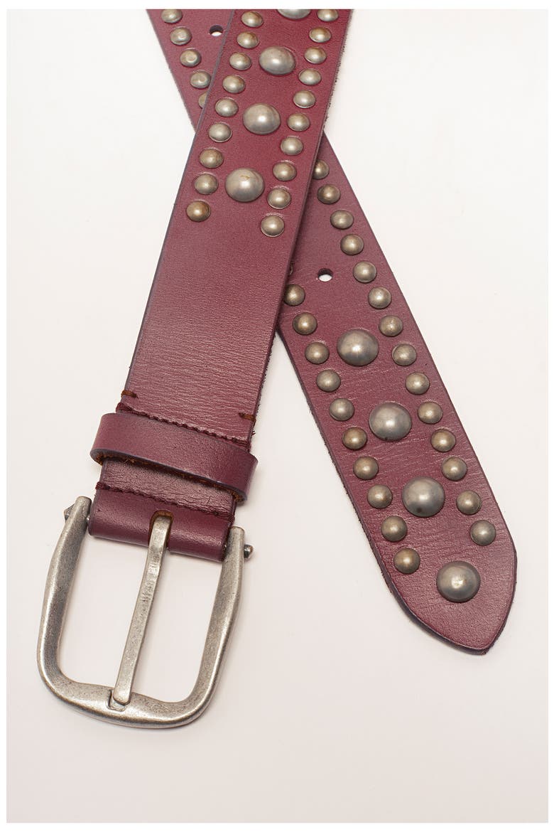 We the Free Sola Studded Leather Belt, Alternate, color, RARE PLUM