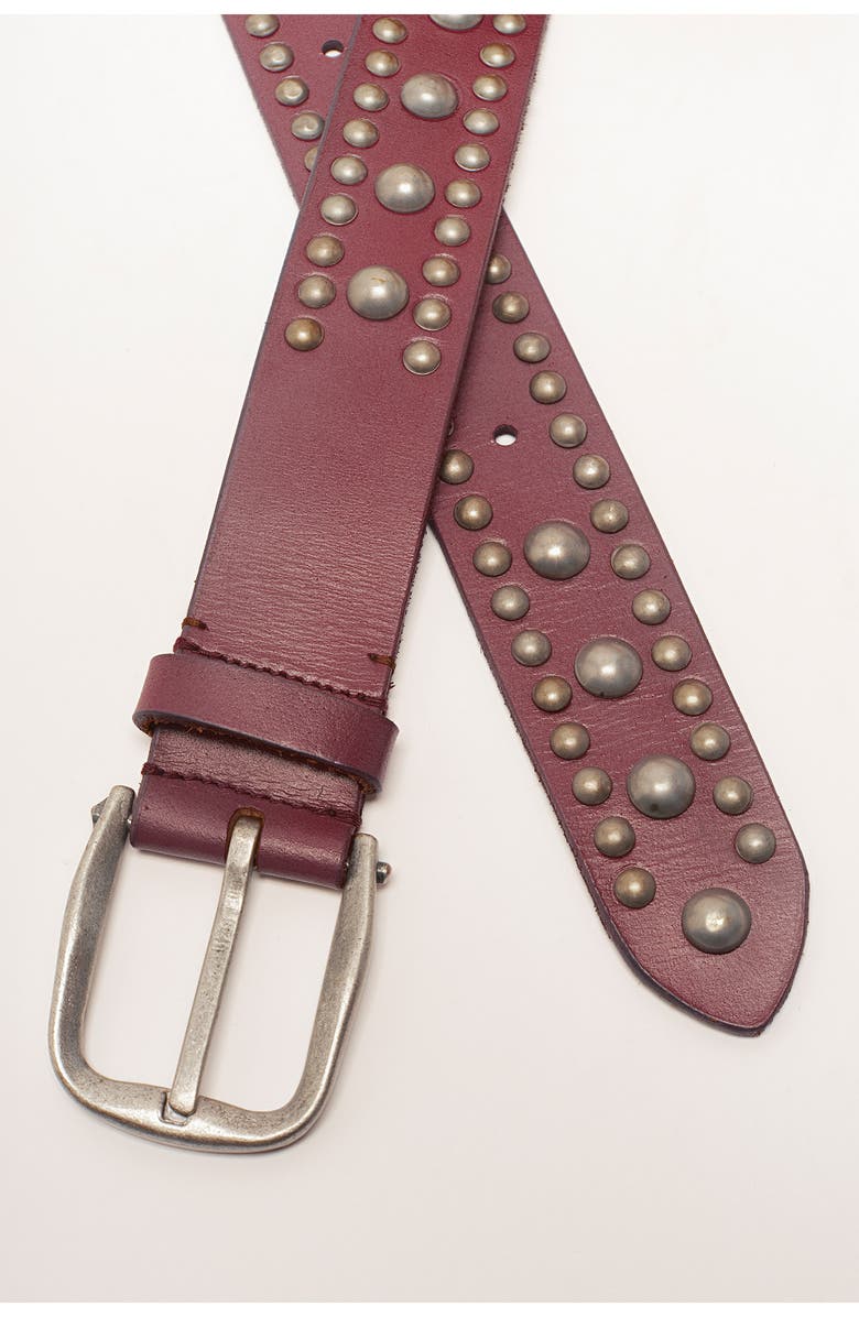 Free People We the Free Sola Studded Leather Belt, Alternate, color, Rare Plum