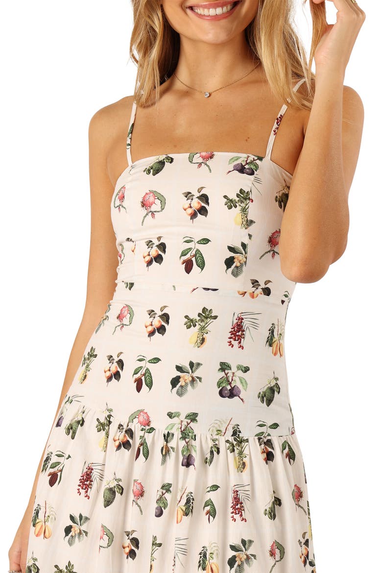 Botanique Fruit Print Cotton Midi Sundress, Alternate, color, FLORAL