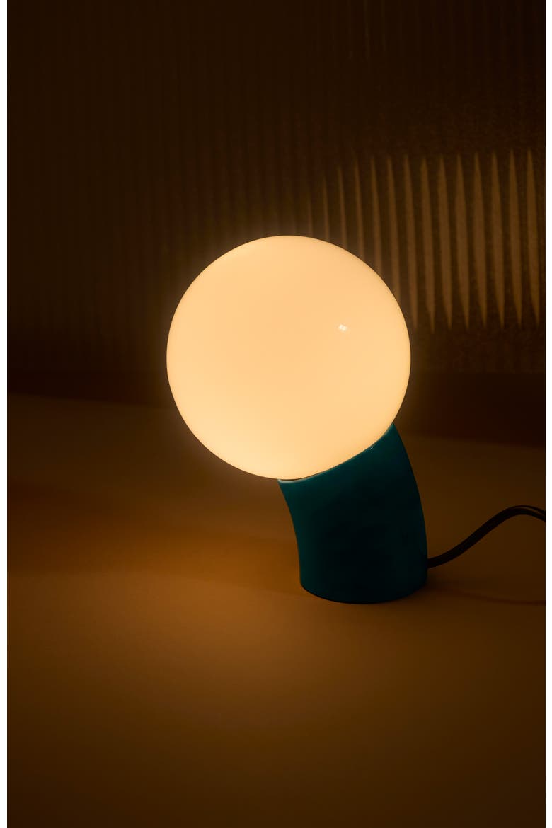 Vino 8" Curved LED Table Lamp with Globe Forsted Glass Shade and Phone Charging USB-C Port, Alternate, color, Teal