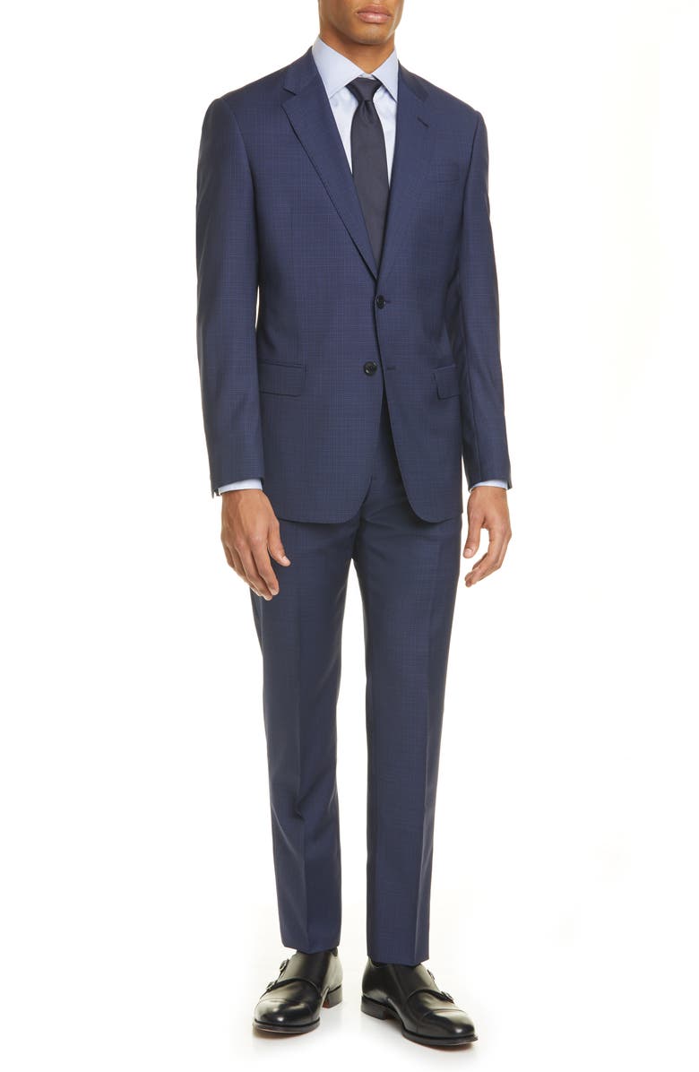 Giorgio Armani Trim Fit Check Wool Suit, Main, color, 