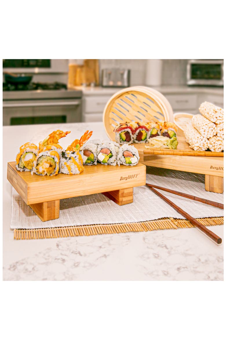 Set of 2 Bamboo Sushi Tray Set, Alternate, color, BEIGE