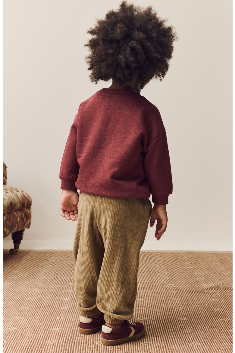 Kids' Animal Appliqué Sweatshirt & Corduroy Pants Set, Alternate, color, RED