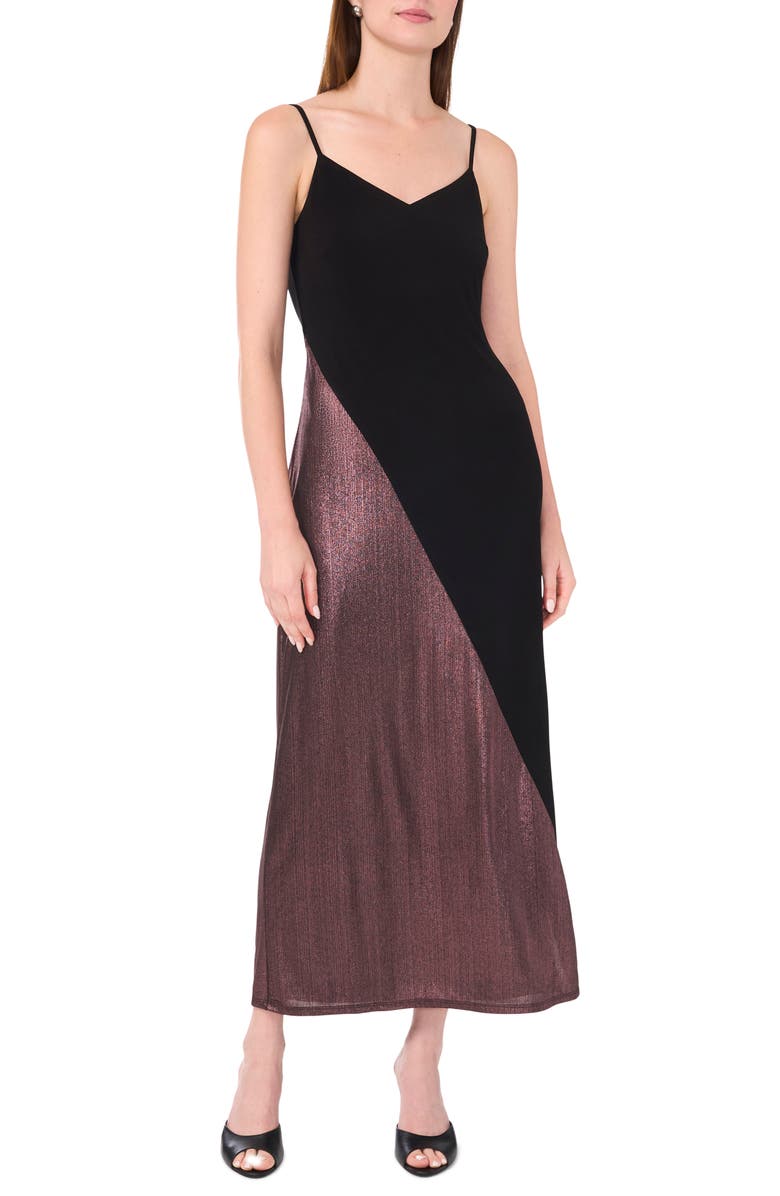 Halogen<sup>®</sup> Metallic Colorblock Maxi Slipdress, Main, color,