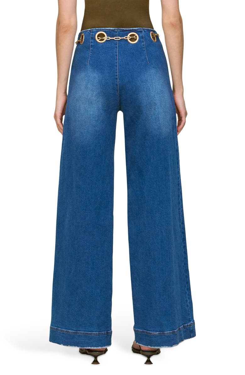 Cult Gaia Sydney Belted Grommet Wide Leg Pants, Alternate, color, Rinse Wash
