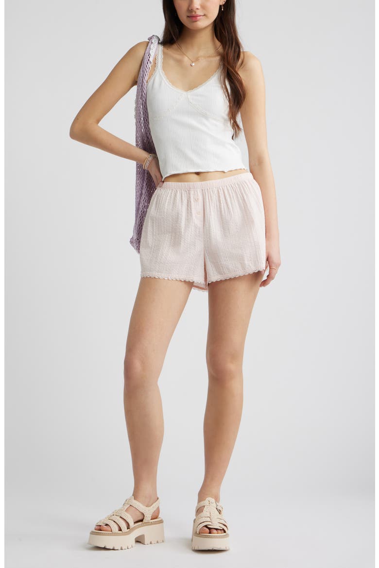 Cotton Seersucker Boxer Shorts, Alternate, color, PINK BALM