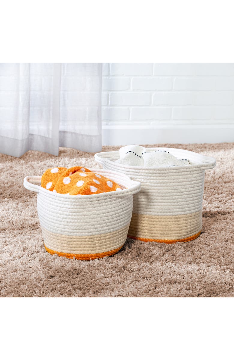 HONEY-CAN-DO Nesting Cotton Rope Storage Basket Set, Yellow Ombre, Alternate, color, White