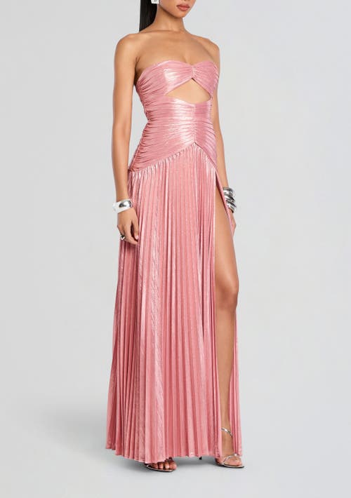 Retroféte Mallory Strapless Metallic Maxi Dress In Earl Rose