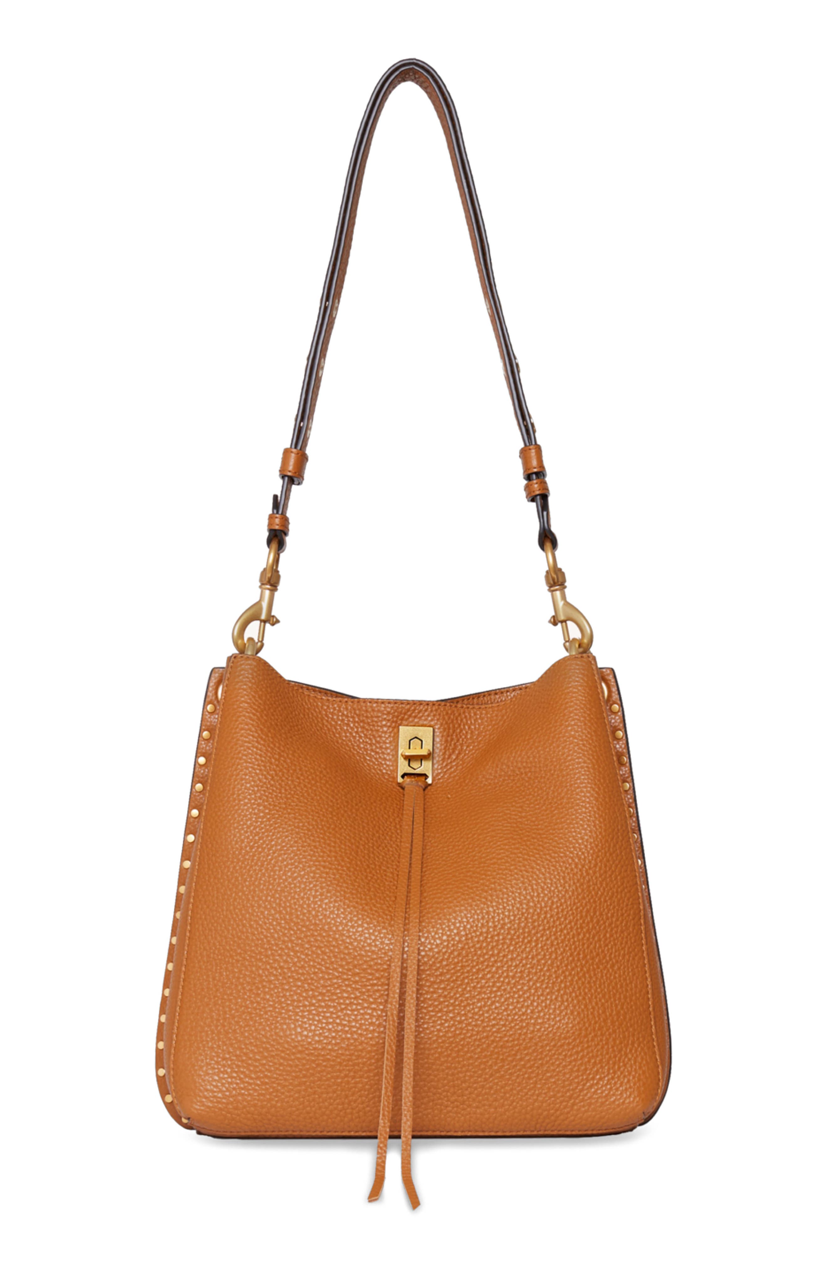 Rebecca Minkoff Darren Leather Shoulder Bag, Alternate, color, Caramello