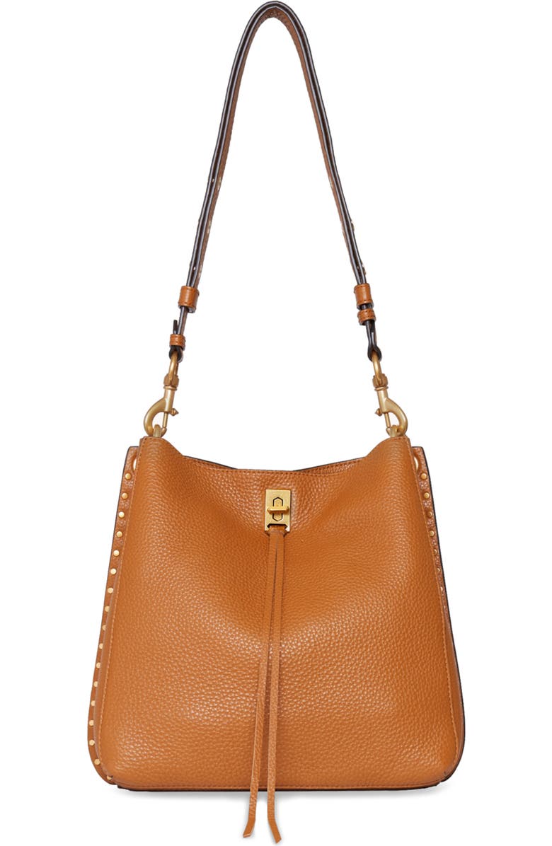 Rebecca Minkoff Darren Leather Shoulder Bag, Alternate, color, Caramello