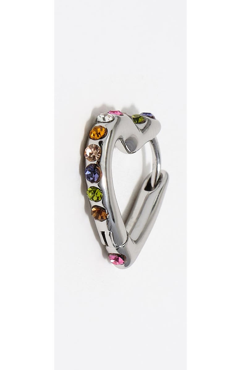 Bimba y Lola Heart Hoop Multicolor Crystals Earrings, Alternate, color, 