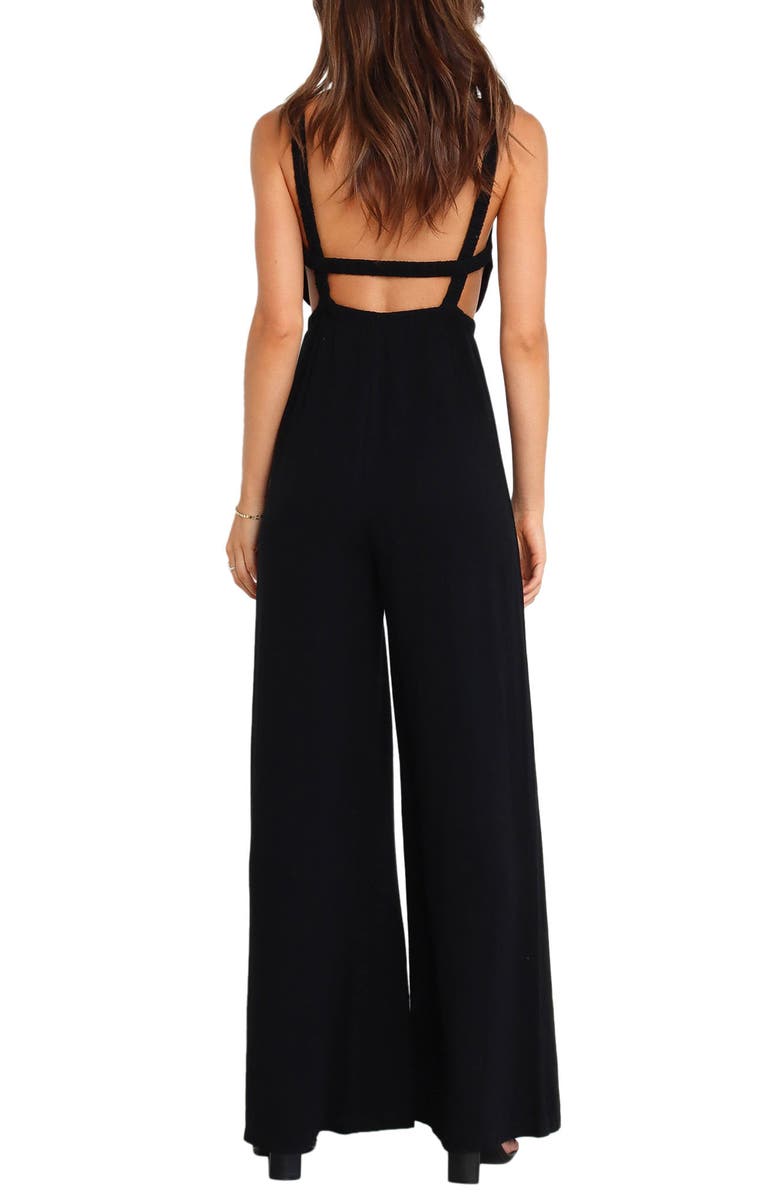 Petal & Pup Eddie Linen Blend Sleeveless Jumpsuit, Alternate, color, Black