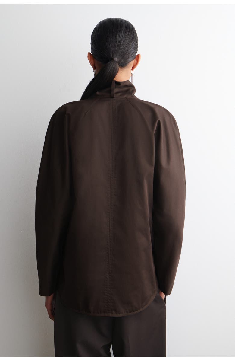 COS Shawl-Collar Cotton Blouse, Alternate, color, Dark Brown
