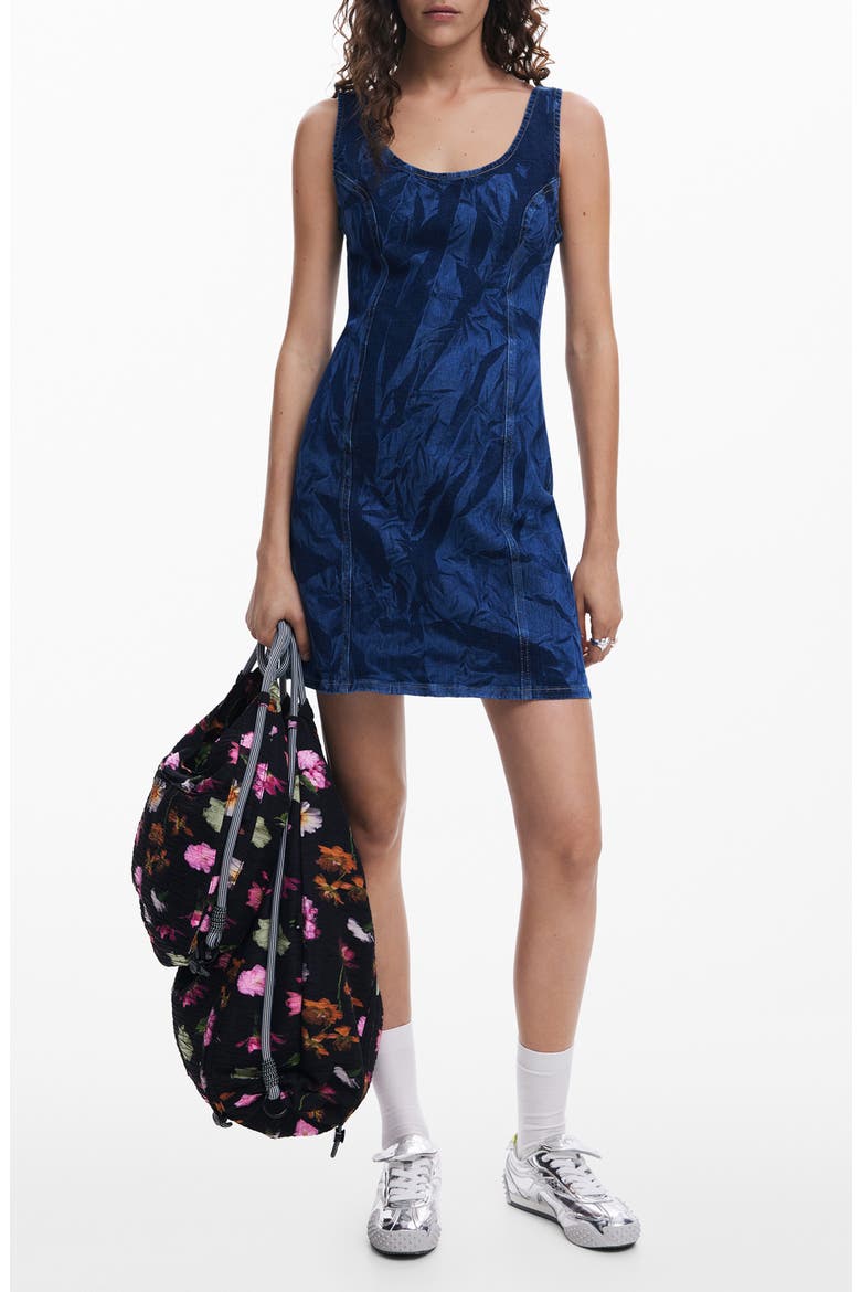 Sleeveless Denim Minidress, Main, color, DARK BLUE