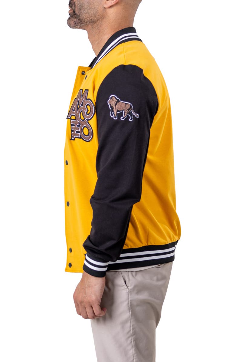 Maceoo Varsity222 Brown Bomber Jacket, Alternate, color, Yellow