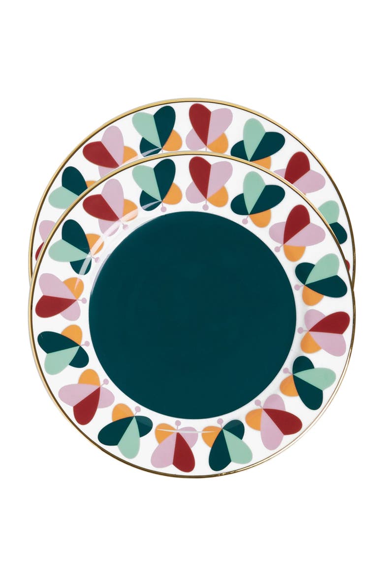 Dessert Plates Set Of 2 Farfalle Ring Green, Main, color, Farfalle Ring Green