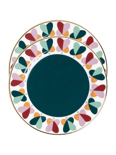 Dessert Plates Set Of 2 Farfalle Ring Green