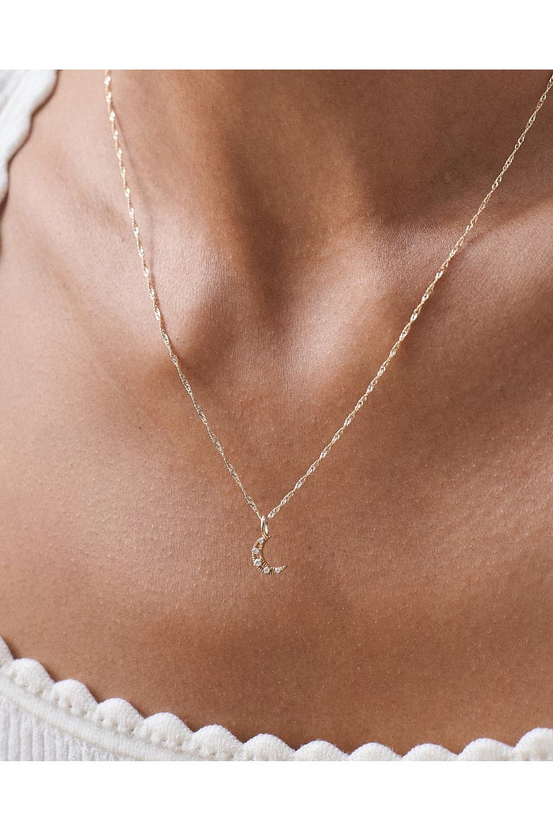 Moon Diamond Necklace, Alternate, color, Moon