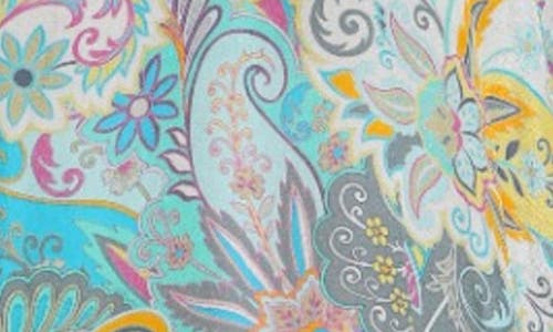Apny Print Popover Top In Turquoise/yellow Mul