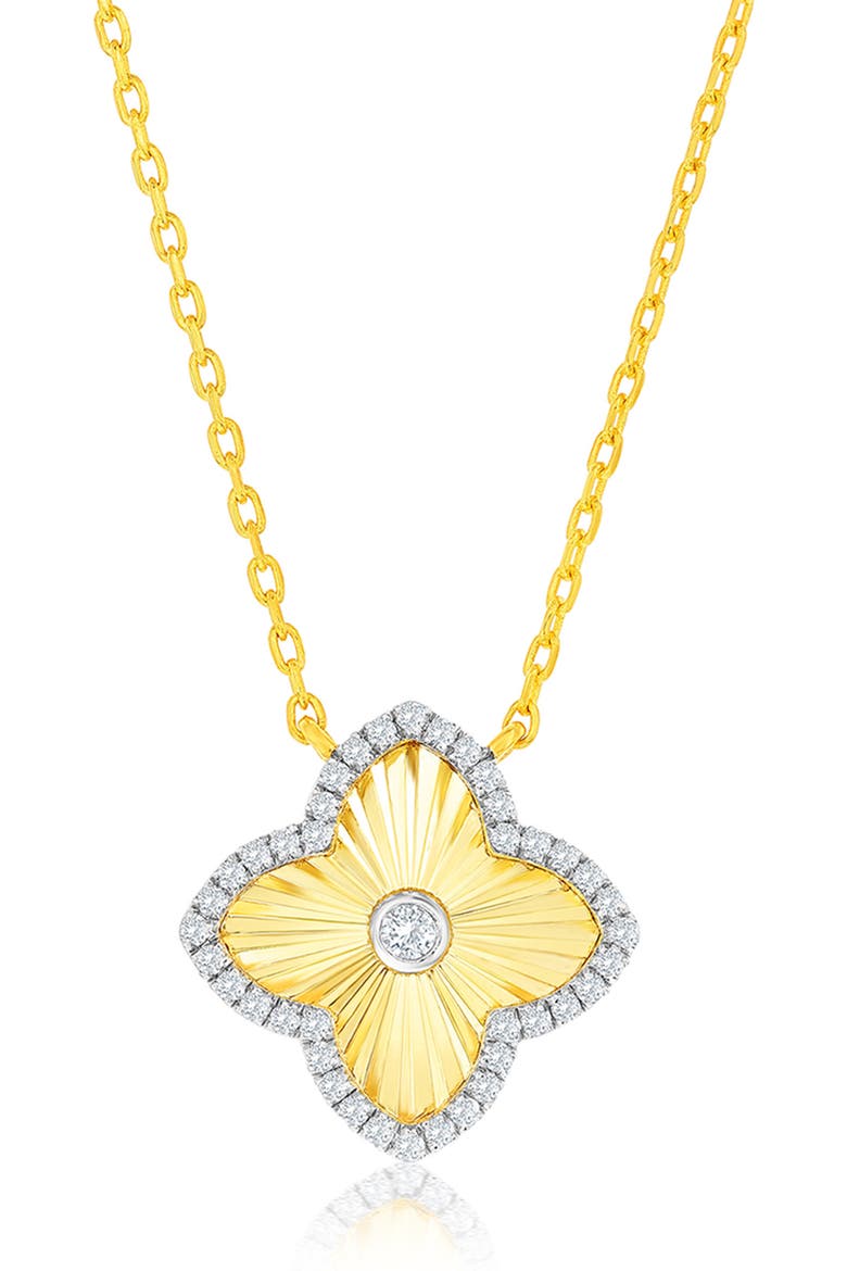 Cubic Zirconia Flower Pendant Necklace, Main, color, TWO-TONE