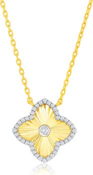 SIMONA Cubic Zirconia Flower Pendant Necklace