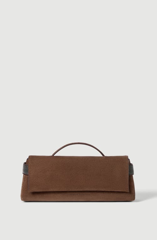 Brunello Cucinelli Suede Essence clutch bag in Caramel at Nordstrom