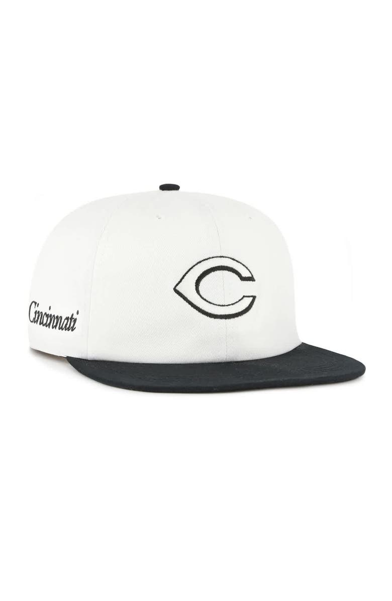 '47 Men's '47 White/Black Cincinnati Reds Foundation Captain Snapback Hat, Main, color, White