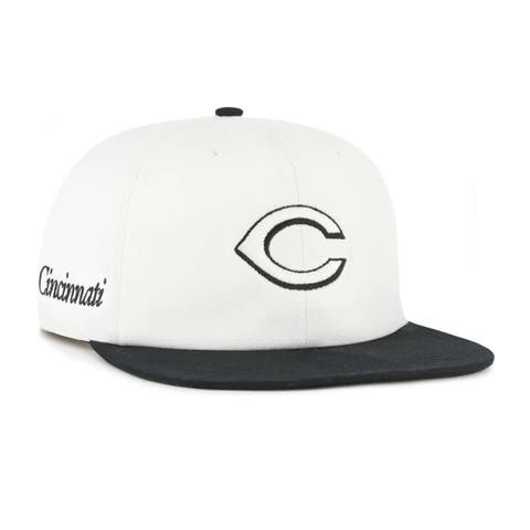Men's '47 White/Black Cincinnati Reds Foundation Captain Snapback Hat