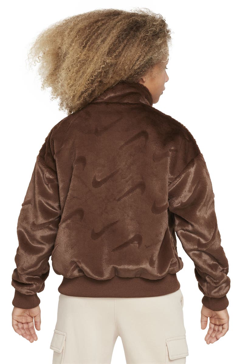 Nike Kids' Sportswear Swoosh Faux Fur Jacket, Alternate, color,