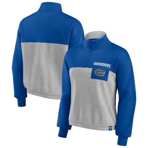 Women's Fanatics Branded Royal/Heathered Gray Florida Gators Sideline to Sideline Colorblock Quarter-Zip Jacket