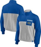 FANATICS Women's Fanatics Branded Royal/Heathered Gray Florida Gators Sideline to Sideline Colorblock Quarter-Zip Jacket