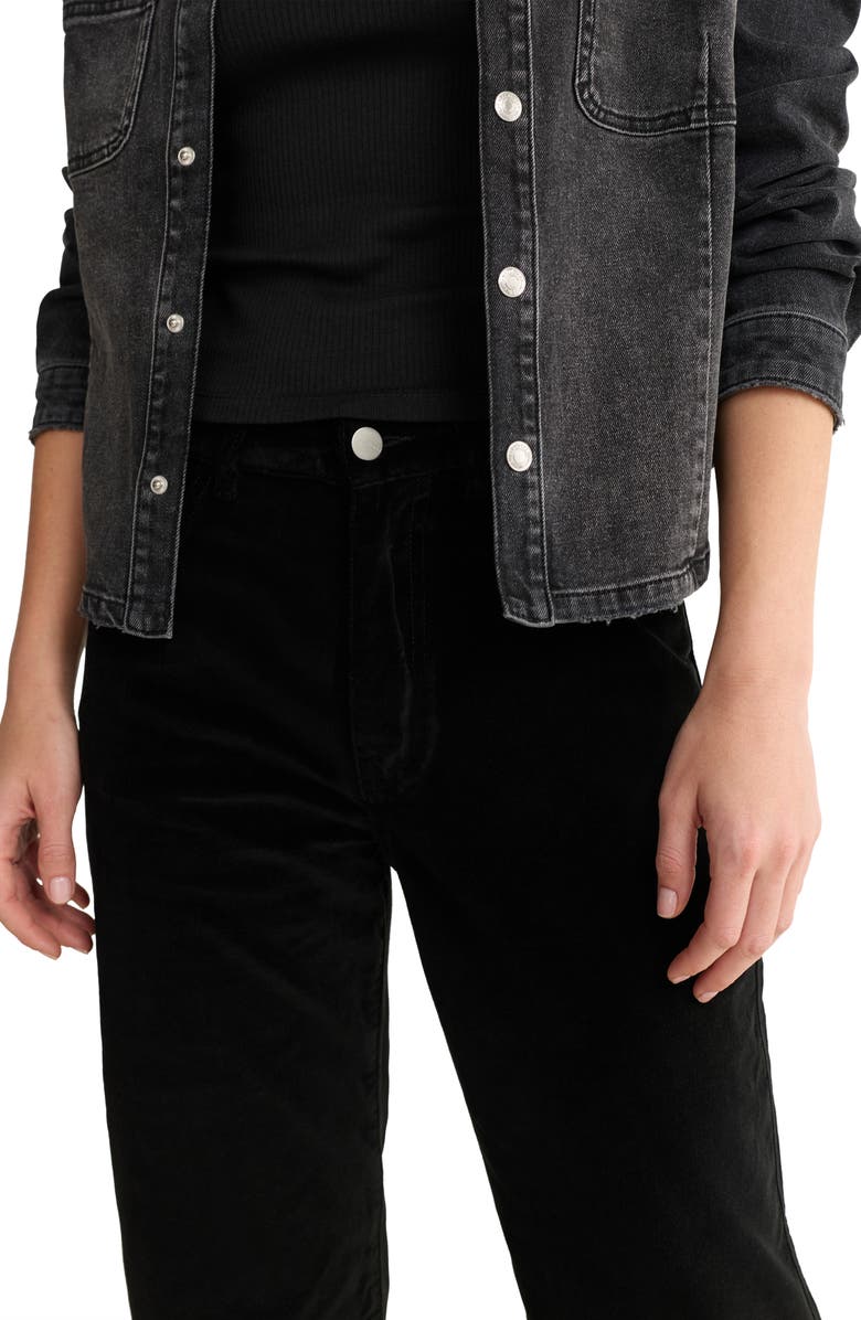 WARP+WEFT SAT '90s High Waist Relaxed Straight Leg Velvet Pants, Alternate, color, Black