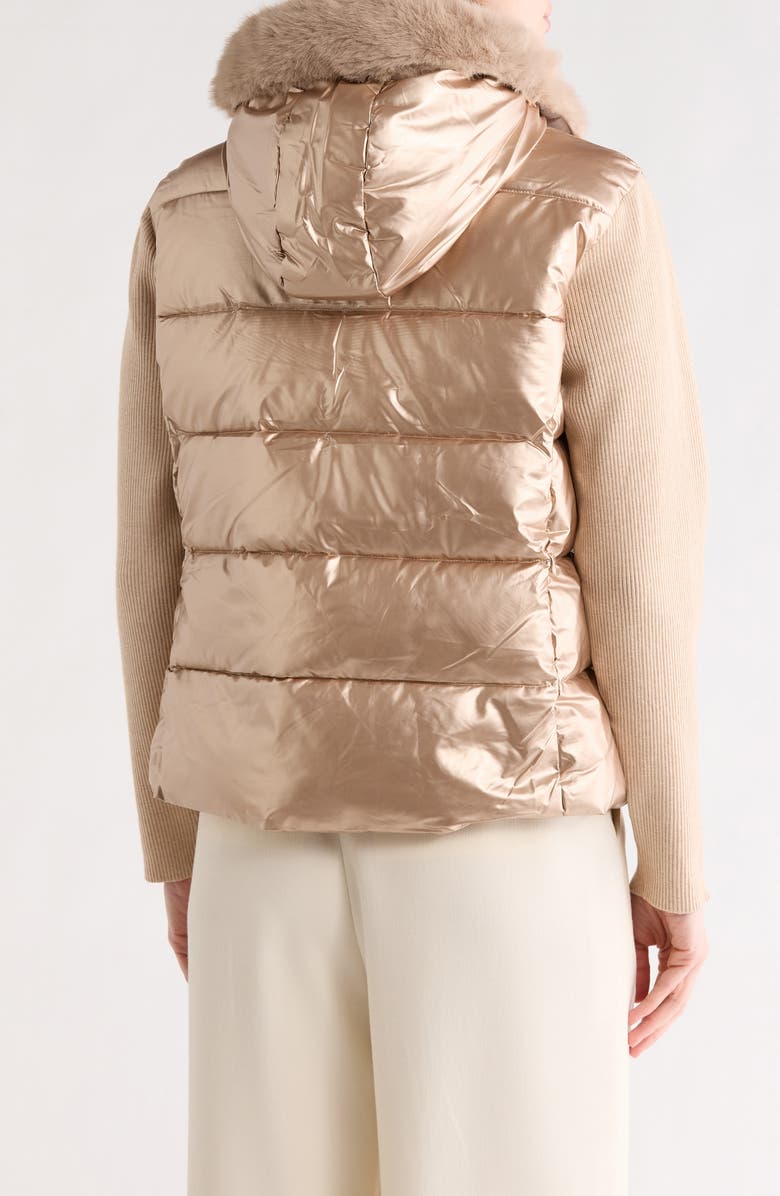 La Fiorentina Faux Fur Trim Hooded Puffer Jacket, Alternate, color, Gold