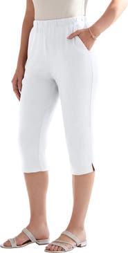 Roaman's Plus Size Soft Knit Relaxed Pull On Capri Pant