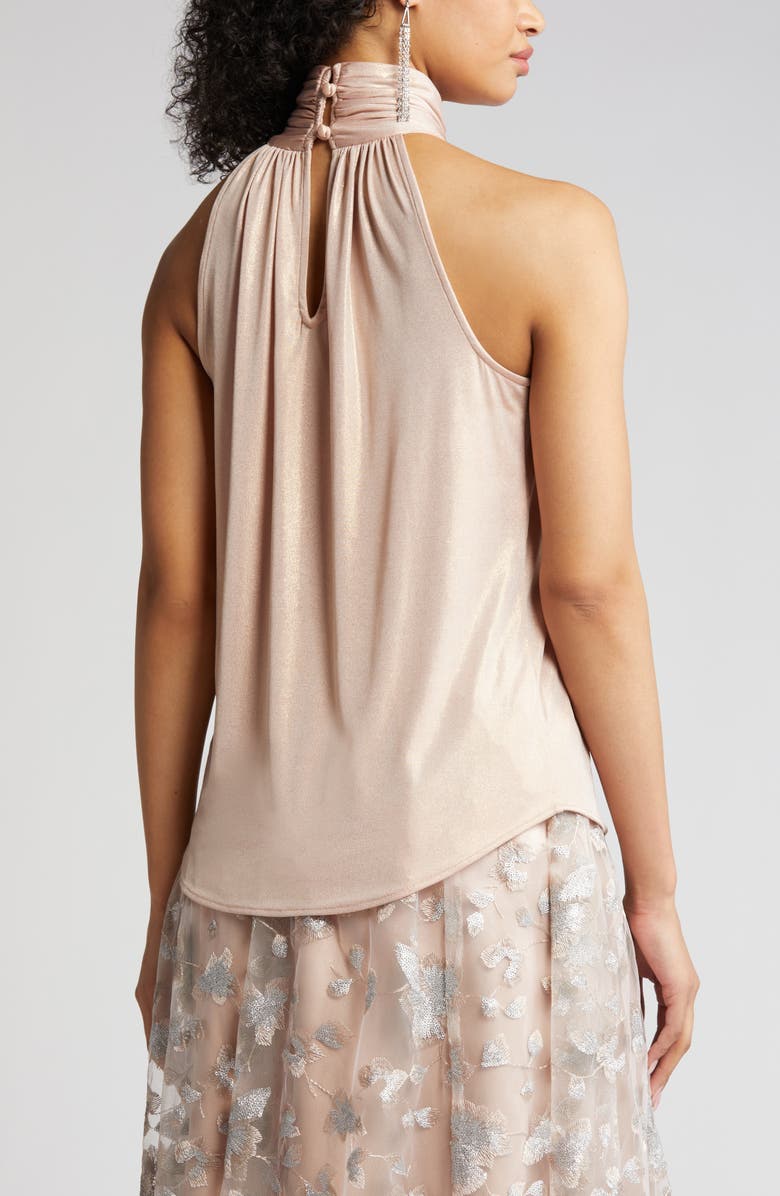 Anne Klein Twist Halter Neck Shimmer Top, Alternate, color,