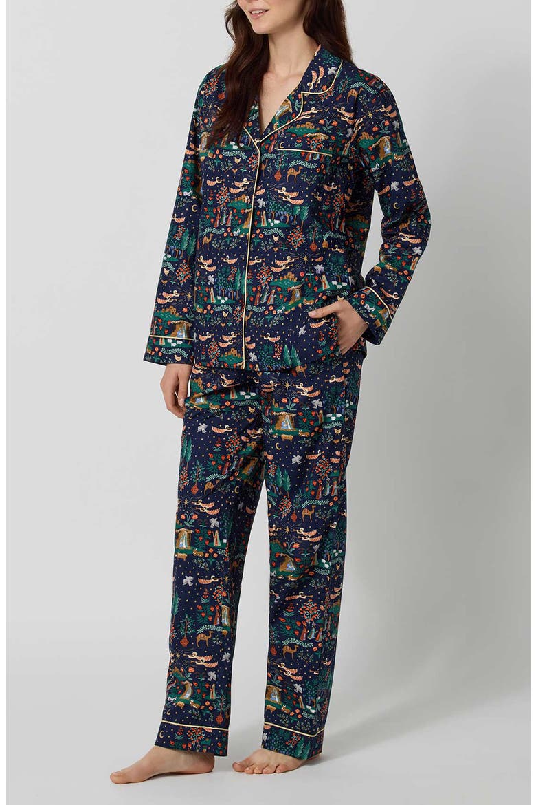 Print Organic Cotton Pajamas, Alternate, color, NATIVITY