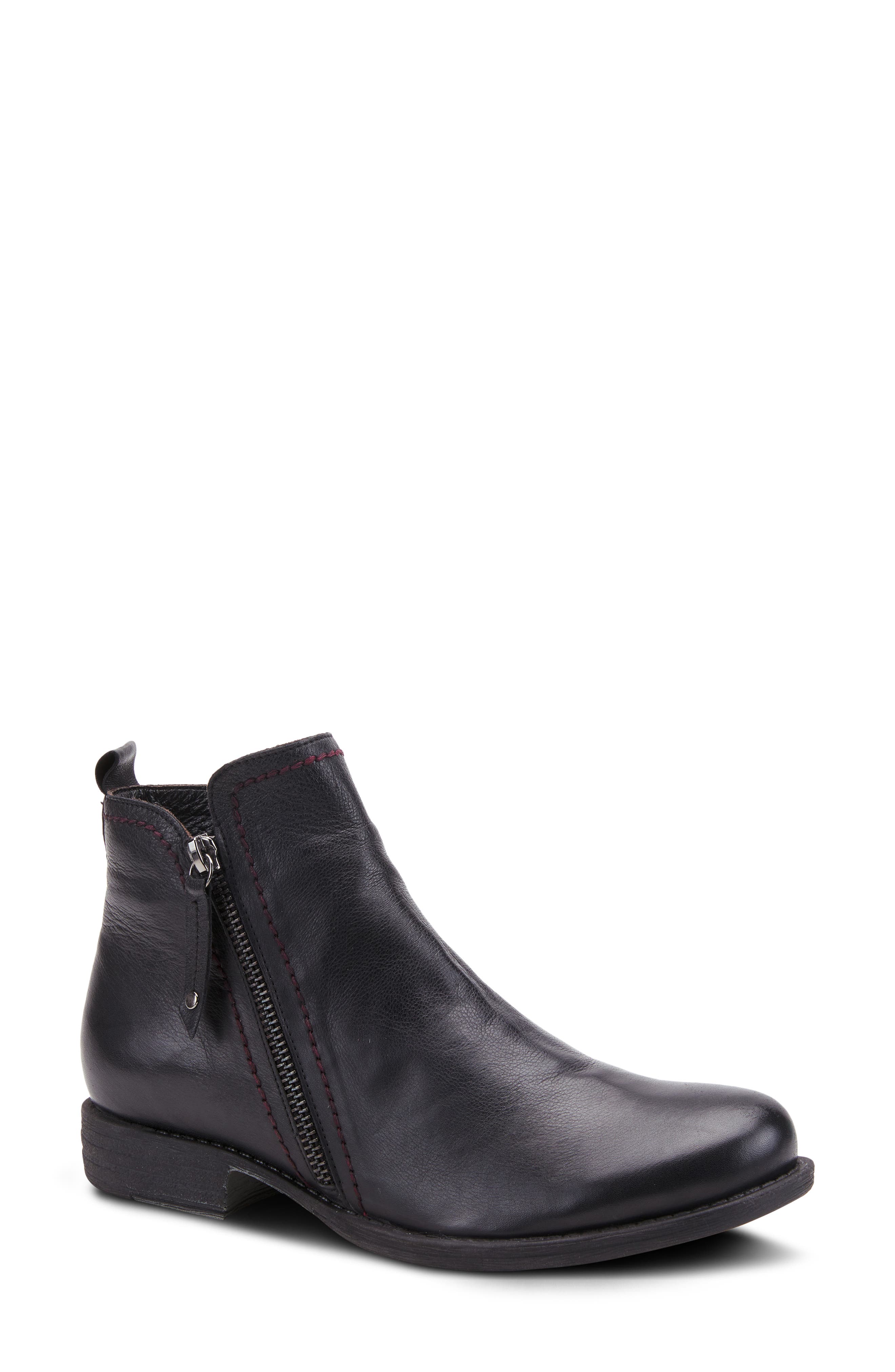 Spring Step Oziel Bootie, Main, color, Black Leather
