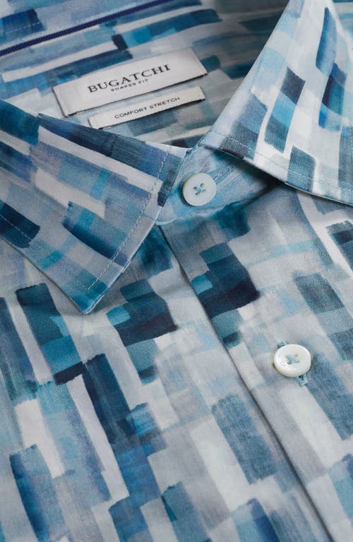 Bugatchi Julian Shaped Fit Stretch Cotton Button-up Shirt In Blue