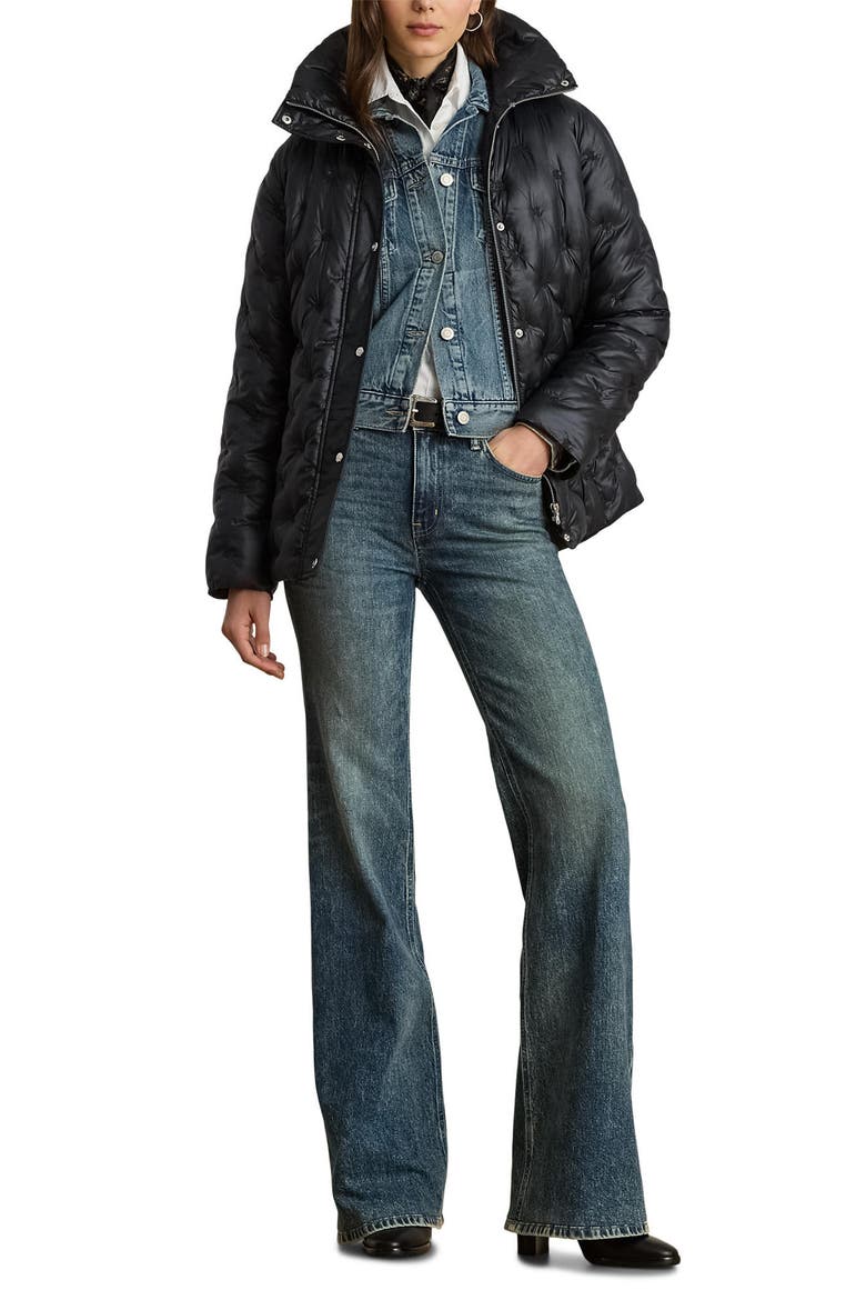 Monogram Quilted Puffer Jacket, Alternate, color, BLACK