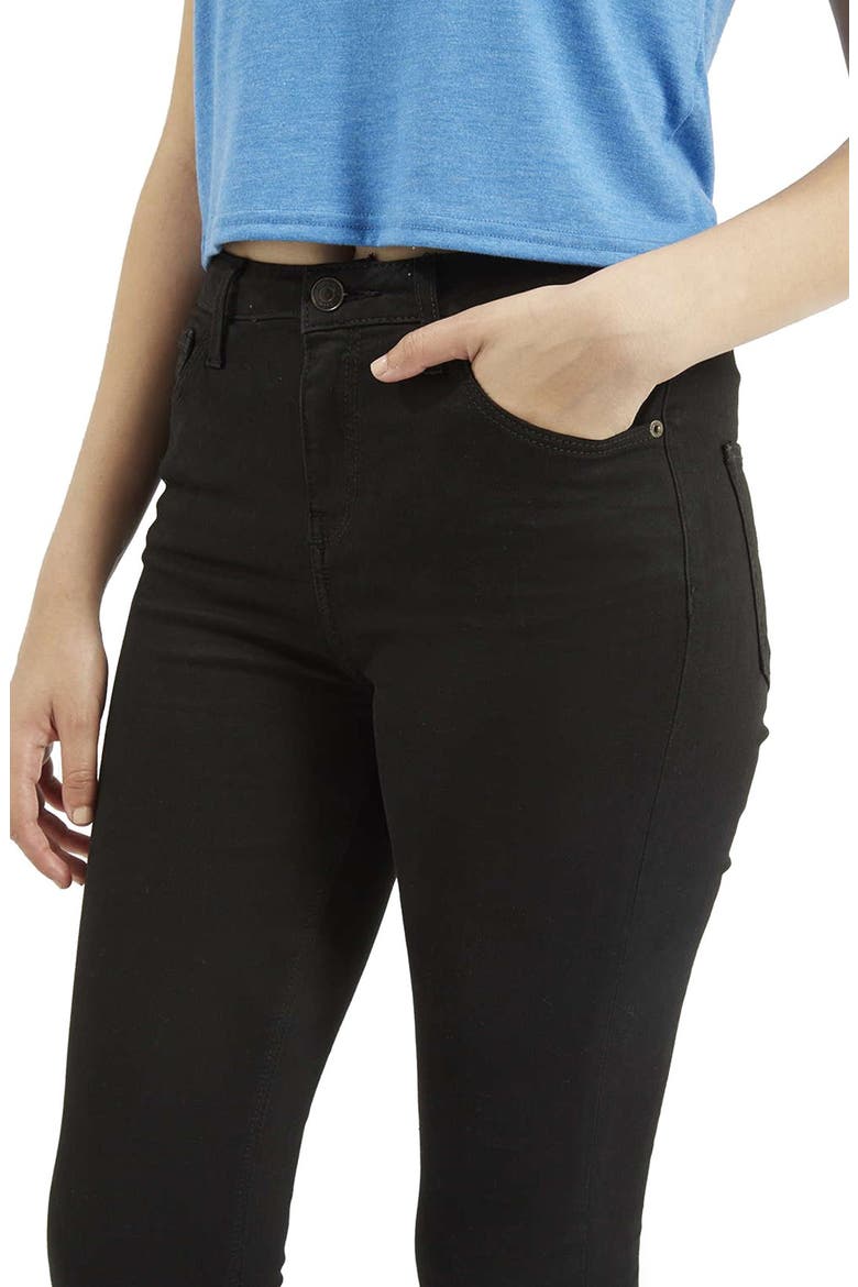 Moto Jamie High Waist Ankle Skinny Jeans, Alternate, color, BLACK