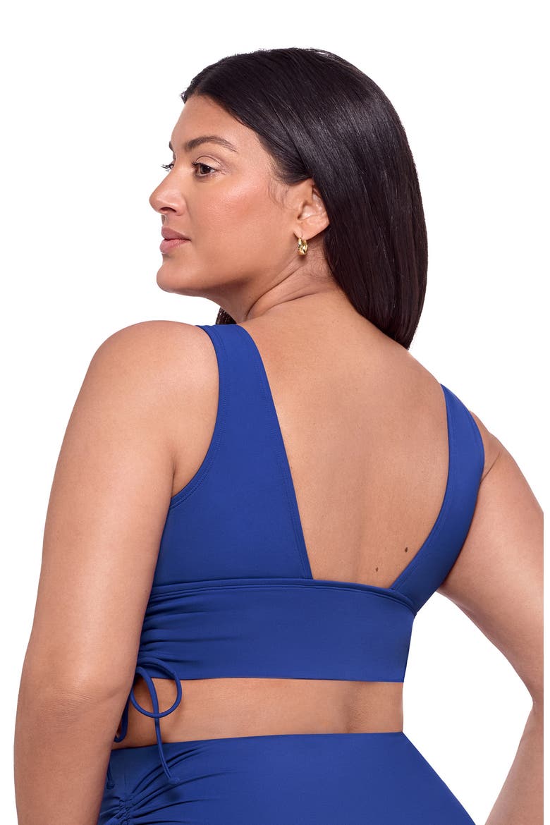 Supportive and Sculpting Cinched Adjustable Midkini Swimsuit Top, Alternate, color, Indigo