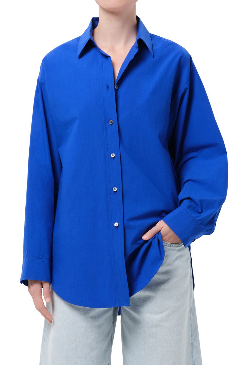 AGOLDE Sona Cotton Button-Up Shirt, Main, color, Cobalt Bright Electric Blue