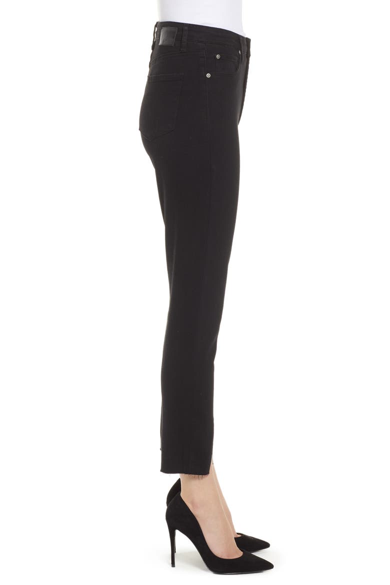 High Waist Split Hem Skinny Jeans, Alternate, color, BLACK