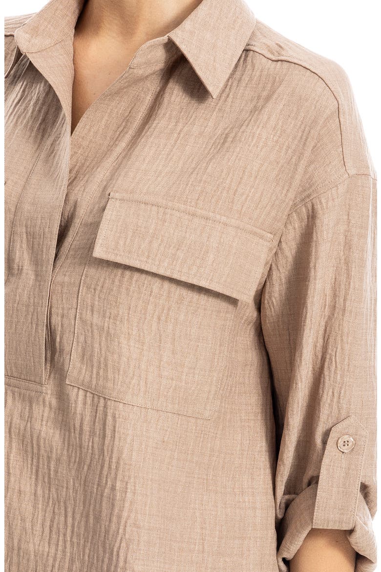 Collared Textured Shirt, Alternate, color, MUSHROOM