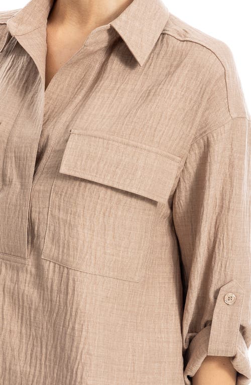 Max Studio Collared Textured Shirt In Mushroom