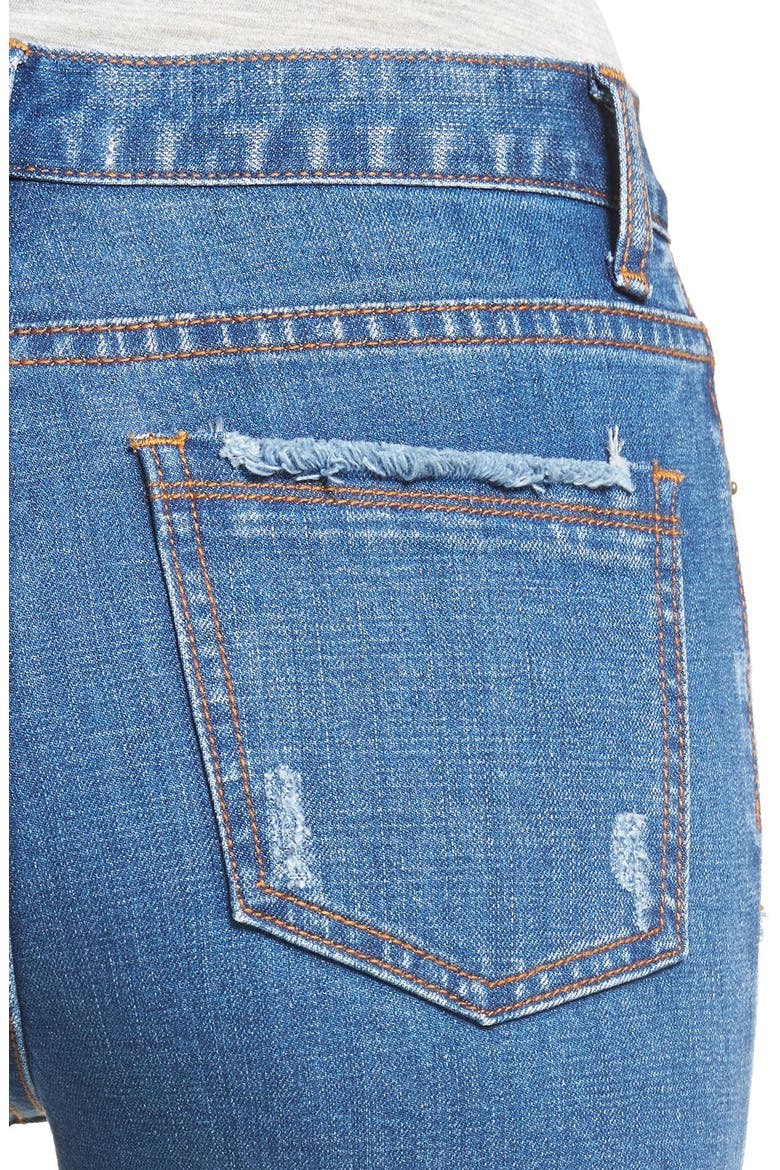 Frayed Hem High Rise Crop Jeans, Alternate, color, INDIGO