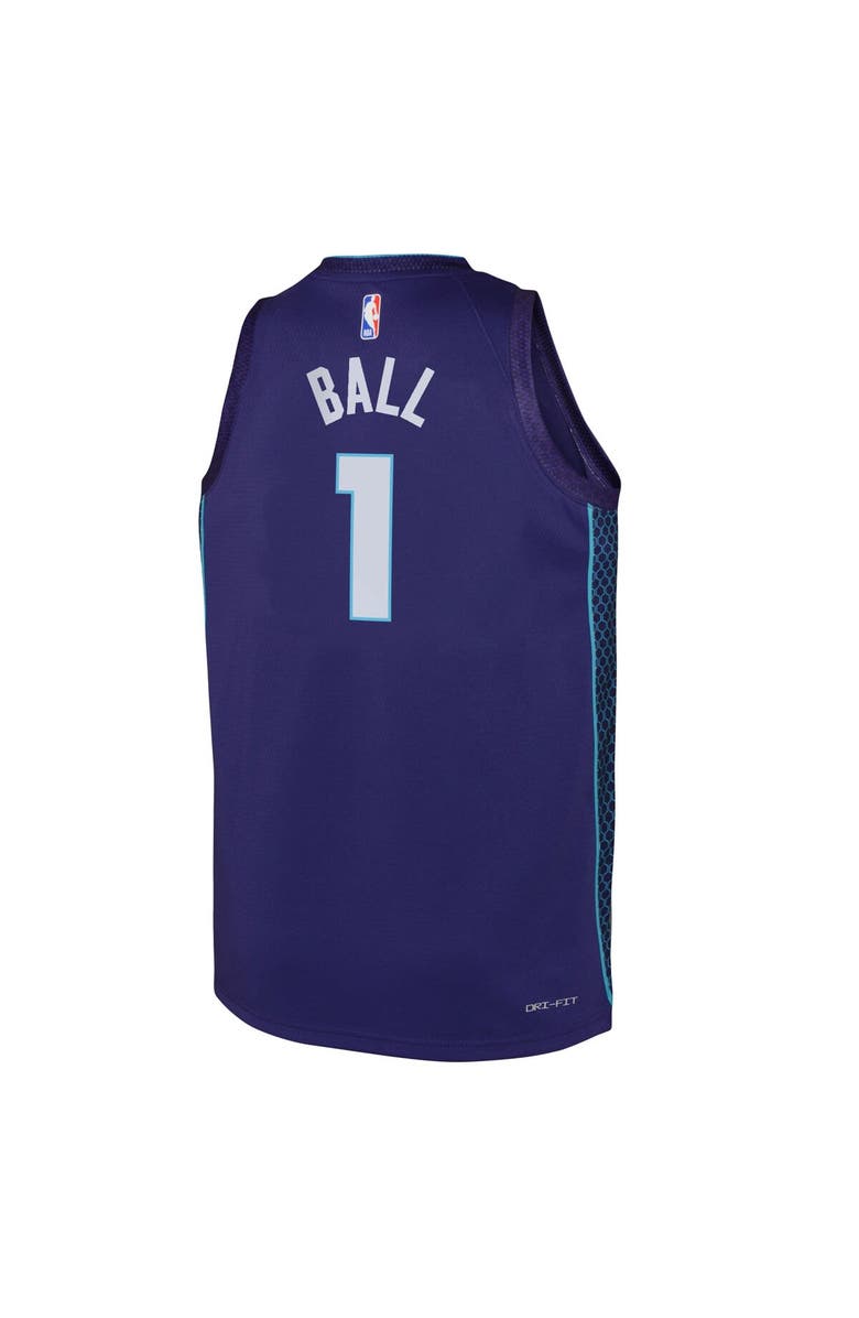 Jordan Brand Youth Jordan Brand LaMelo Ball Purple Charlotte Hornets Swingman Jersey - Statement Edition, Alternate, color, Purple